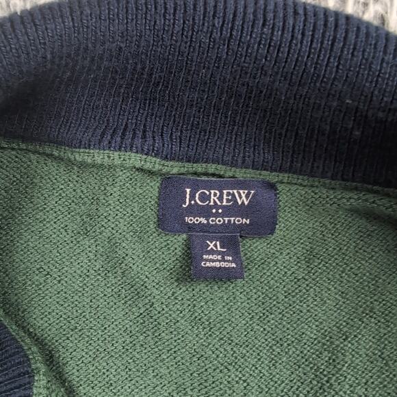 J Crew Sweater Men Extra Large Green Quarter Zip Normcore Preppy Casual Cotton - Picture 2 of 6